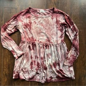 Baea Los Angeles Tie Dye Peplum Tunic Top Medium